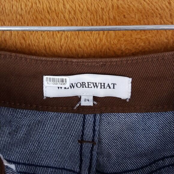 WE WORE WHAT Womens Jeans Size 24 Dark Wash Straight Leg Colorblock Icon - Picture 5 of 10